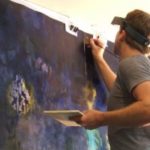 City landscape on canvas during conservation